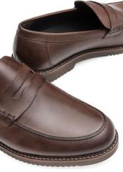 Dark brown leather men's loafers BUTYM-0502-1I(W26)