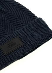 Navy blue men's herringbone hat CZAMT-0057-7E(Z26), close-up of the product detail on a white background.