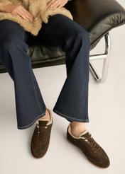 Women's dark brown suede sneakers BUTYD-1292-1I(Z26)