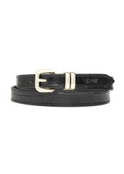 Black croco women's leather belt PASDS-0321-9G(W26) - front product view, on white background.