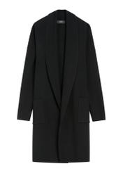 Black basic women's cardigan KARDT-0041-99(W25), front product view on white background.