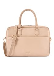 Beige women's laptop bag TOREC-1209-1B(W26), front product view on white background.
