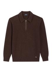 Dark brown men's wool sweater SWEMT-0212-1I(Z26), front product view on white background.