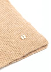 Beige women's winter scarf SZADT-0202-81(Z25), close-up of the product detail, view on a white background.