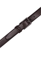 Men's brown leather belt PASMS-0284-1I(Z26), product view from above on white background.