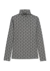 Gray women's monogram blouse LSLDT-0053-96(Z25), front product view on white background.