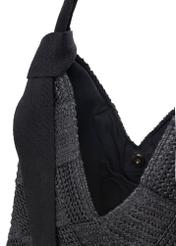 Black women's handbag made of natural fiber TOREC-1039-99(W26), close-up of the product on a white background.