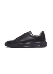 Black leather men's sports shoes BUTYM-0574-99(Z26), side view of the product on a white background.