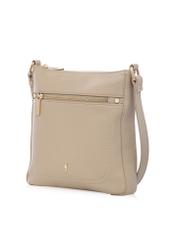 Beige women's imitation leather messenger bag TOREC-1177-1B(W26), diagonal product view on a white background.