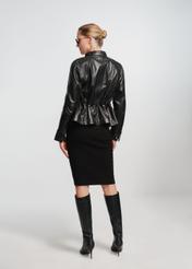 Women's black leather jacket KURDS-0499-5491(Z24)-03