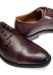 Men's brown leather shoes BUTYM-0483-1I(W26), close-up of the product detail on a white background.