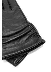 Black leather women's gloves REKDS-0096-99(Z25) - close-up detail, on white background.