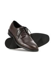 Dark brown men's leather shoes BUTYM-0500-1I(W26), diagonal product view on white background.