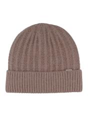 Women's winter hat in cool beige color CZADT-0237-1K(Z26), front product view on white background.