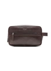 Brown men's cosmetic bag TORMS-0463-89(Z25), front product view on white background.