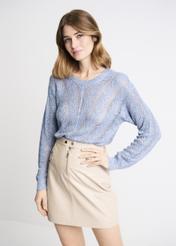 Blue openwork women's sweater SWEDT-0159-61(W22)-02