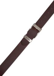 Men's brown leather belt PASMS-0127-1H(Z26), top view of the product on a white background.