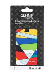 Luggage tag AW-012-0005-15(W25), front view of the product in the package on a white background.