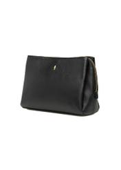 Black leather women's shoulder bag TORES-1244-99(W26), diagonal product view on a white background.