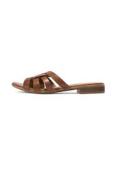 Women's leather mules in cognac color BUTYD-1266-1F(W26), side view of the product on a white background.