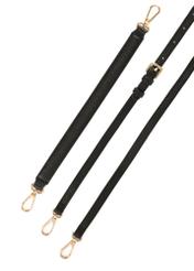 Black leather women's handbag TORES-1161-99(Z25), view of the detachable straps of the product, view on a white background.