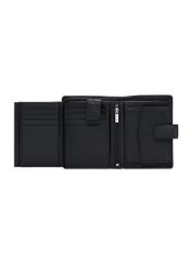 Men's leather wallet in black PORMS-0630A-9I(W26), product view inside on white background.