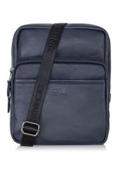 Men's navy blue leather zipper bag TORMS-0016A-69(W24)-01