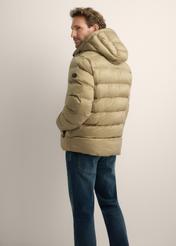 Men's winter jacket in sage color KURMT-0422-8F(Z26), product view from the back on the model. Half of the silhouette visible.