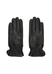 Men's black leather gloves REKMS-0078A-99(Z25), front product view on white background.