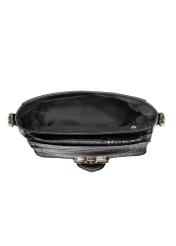 Black small women's croco handbag TOREC-0962A-97(Z25), product view inside on white background.