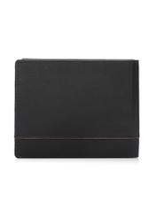 Black medium leather men's wallet PORMS-0697-9J(W26), back view of the product on a white background.