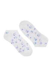 Short cream floral women's socks SKADT-0067-12(W24)-01