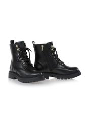 Black lace-up leather boots BUTYD-1015-99(Z23)-02