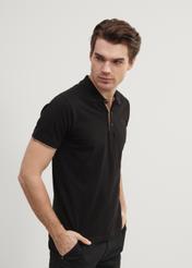 Men's black polo shirt POLMT-0045A-99(W24)-02