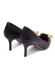 Women's leather high heels in black BUTYD-1298-99(Z26), product view from the back on a white background.