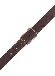 Chocolate leather women's belt PASDS-0317-90(Z25), product view with buckle on white background.