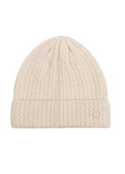 Cream women's hat with braids CZADT-0170-16(Z25), front product view on white background.
