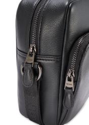 Black leather men's bag TORMS-0485R-9I(W26), close-up of product detail, view on white background.