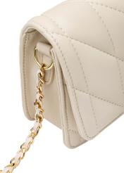 Small quilted women's handbag in cream color TOREC-1150-0B(W26), close-up of the product detail, view on a white background.