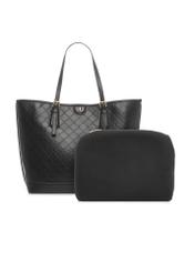 Black shopper bag with monogram TOREC-1181-9P(W26), front product view on white background.