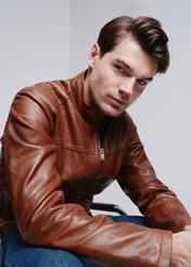 Cognac leather jacket for men KURMS-0327-1362(W24)-01