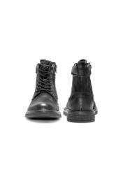 Black suede men's ankle boots BUTYM-0516-98(Z25) front and back product view on white background.