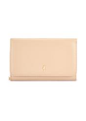 Large beige leather women's wallet PORES-0801R-81(Z25), front product view on white background.