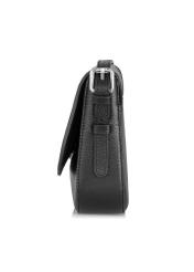 Black leather women's messenger bag TORES-0985D-99(Z25), side view of the product on a white background.