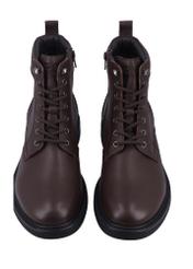 Dark brown men's ankle boots BUTYM-0516-1I(Z26) - front product view, on a white background.