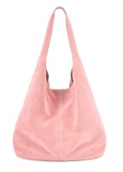 Women's pink suede shopper bag TORES-1177-5B(W26), front product view on white background.