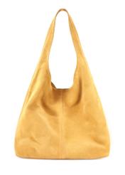 Yellow suede women's shopper bag TORES-1177-2C(W26), back view of the product on a white background.