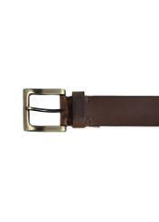 Brown leather men's belt with square buckle PASMS-0253-89(W24)-03