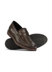 Dark brown leather men's loafers BUTYM-0502-90(W25)-04