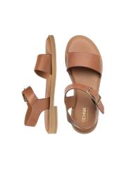 Women's leather sandals in cognac color BUTYD-1263-1F(W26), product view from above on white background.